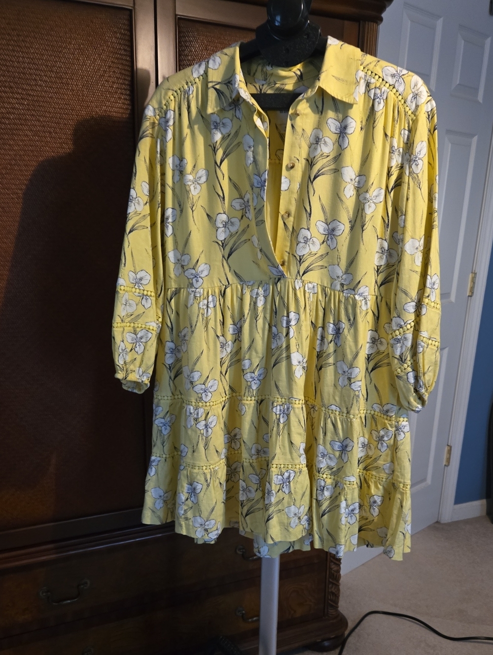 Maeve Yellow Floral Button-Front Tunic